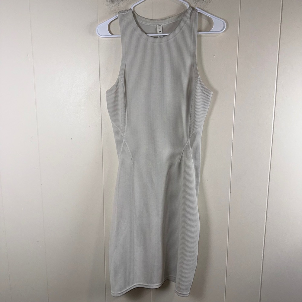 Lululemon Ribbed Sleeveless Tank Dress Size 8 Gray Athleisure Knee Length